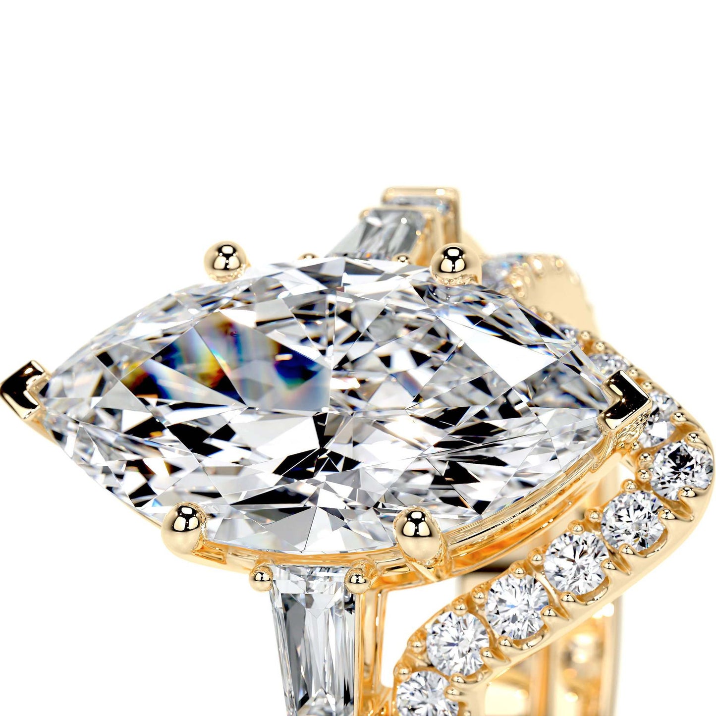 Kemstone Bridal Set – Luxury S925 Sterling Silver Moissanite Engagement Rings for Women | Gold Plated, Asscher, Marquise, Pear & Round Cuts