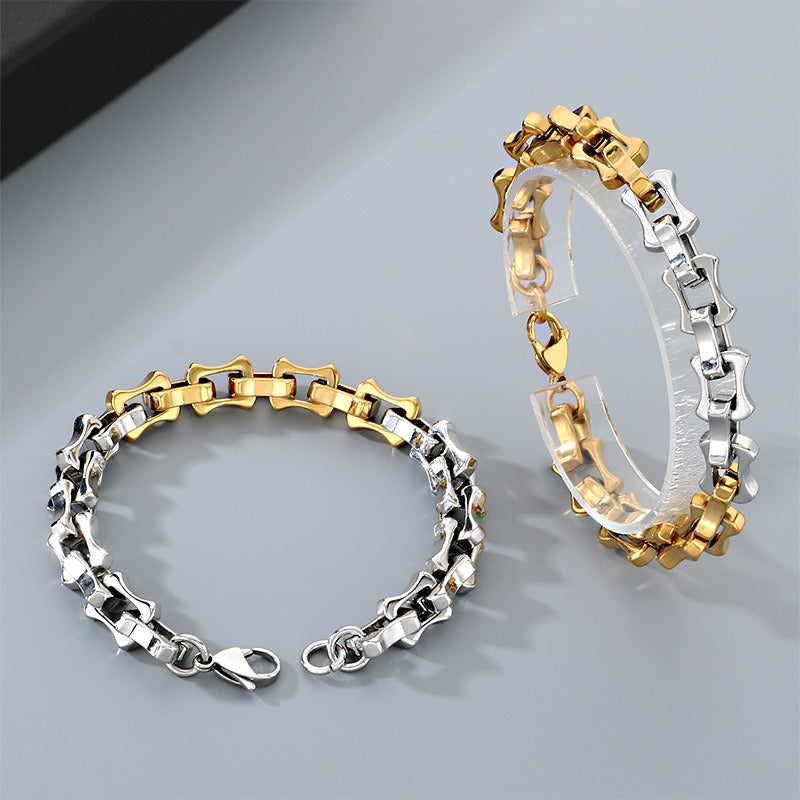 Kemstone Men’s Two-Tone Titanium Steel Bamboo Chain – 10/11/12mm KB207211-Z