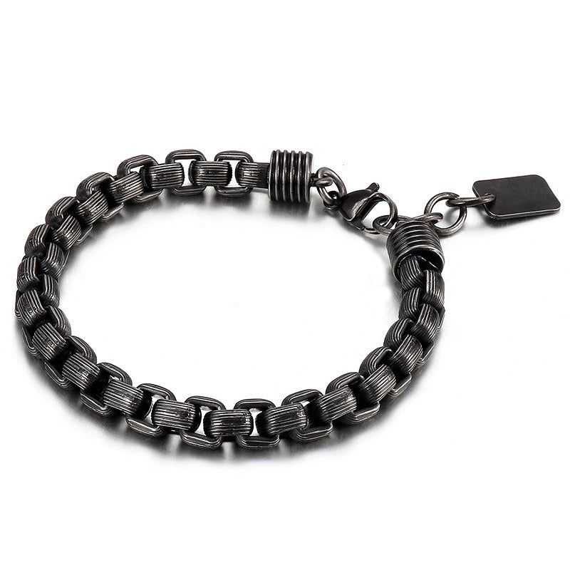 Kemstone Titanium Steel Box Link Bracelet for Men Square Chain Punk Gold Silver Black KB138817-KFC
