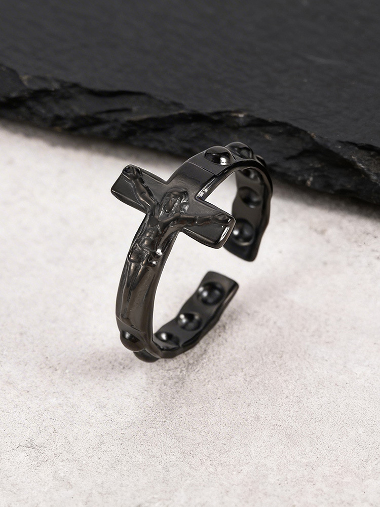 Kemstone Stainless Steel Cross Open Ring for Men Vintage RC-1073
