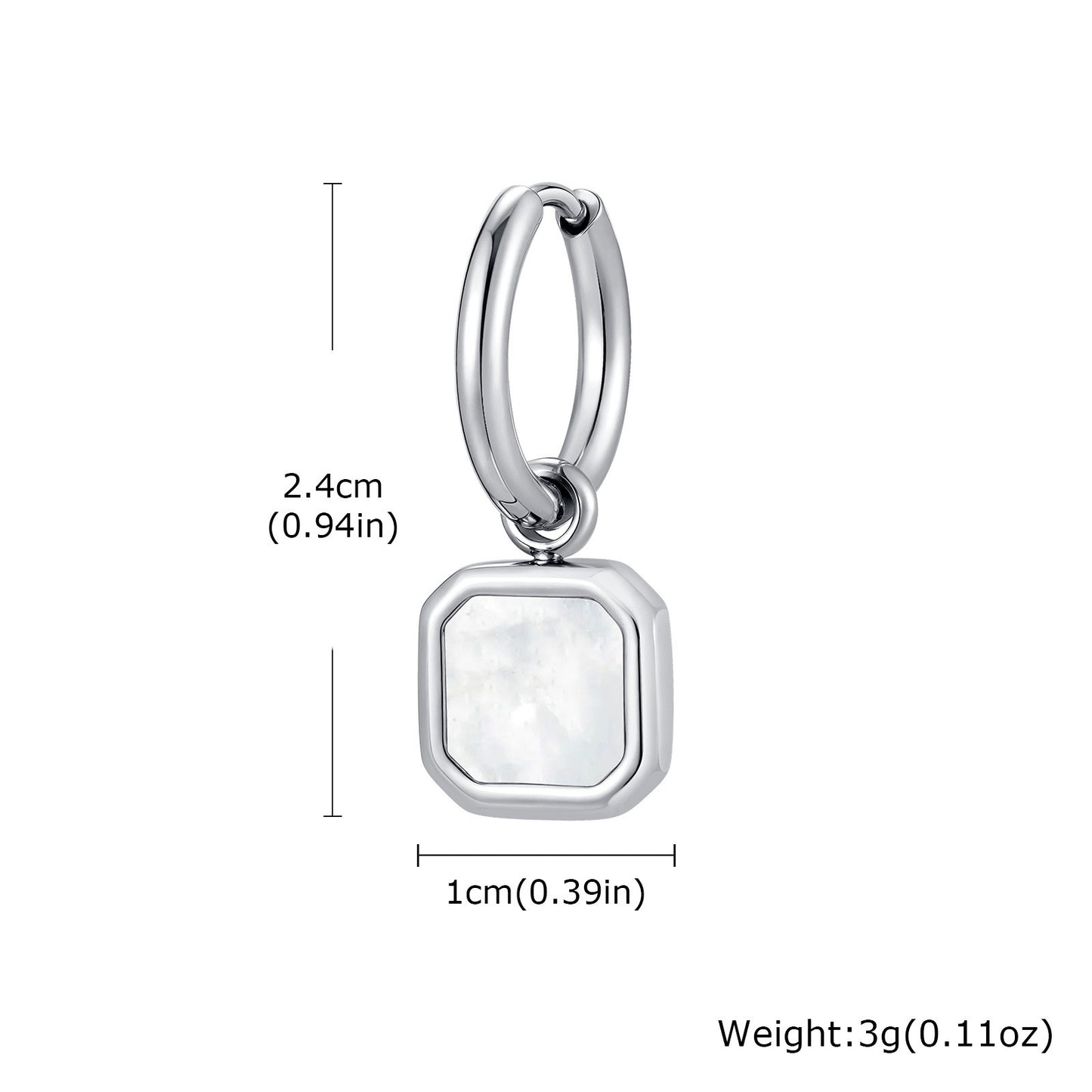 Kemstone Men & Women’s Stainless Steel Square Drop Earrings – Shell, Tiger Eye, Malachite ED-936