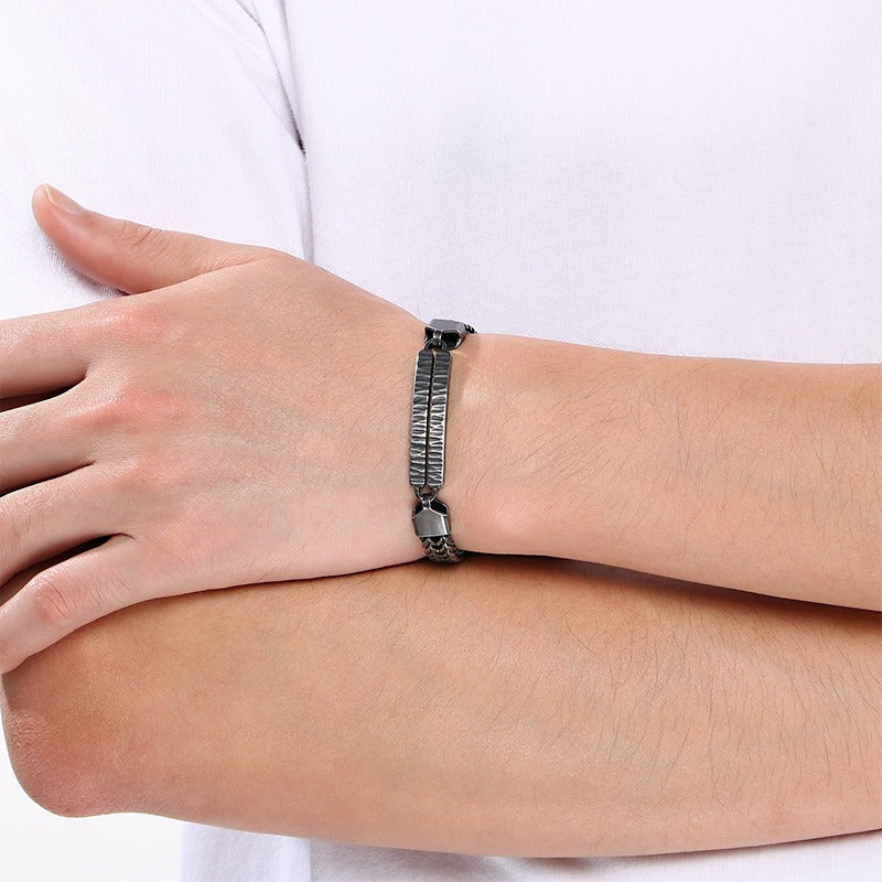 Kemstone Titanium Steel Dragonbone Chain Bracelet for Men – Vintage Bar Clasp Design K-B211234-KFC