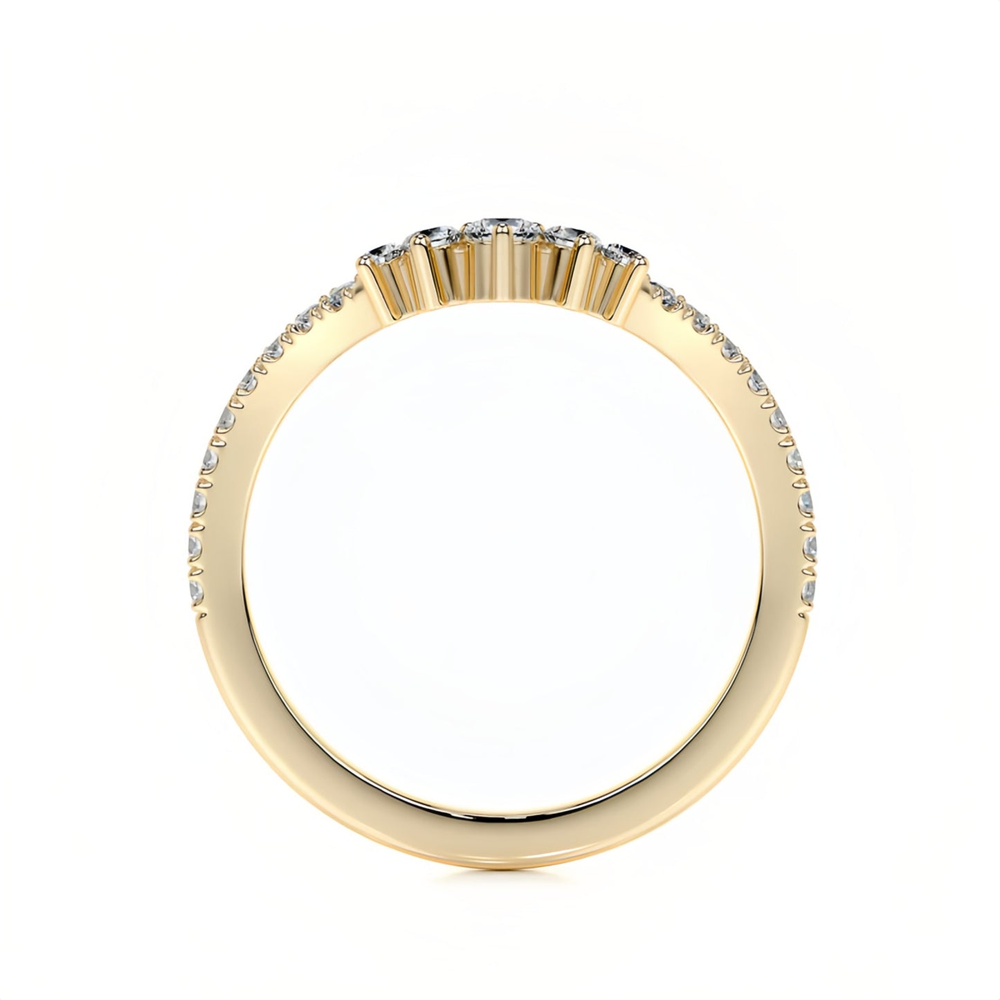 Kemstone S925 Gold D–E VVS Curved Moissanite Rings Wedding Band