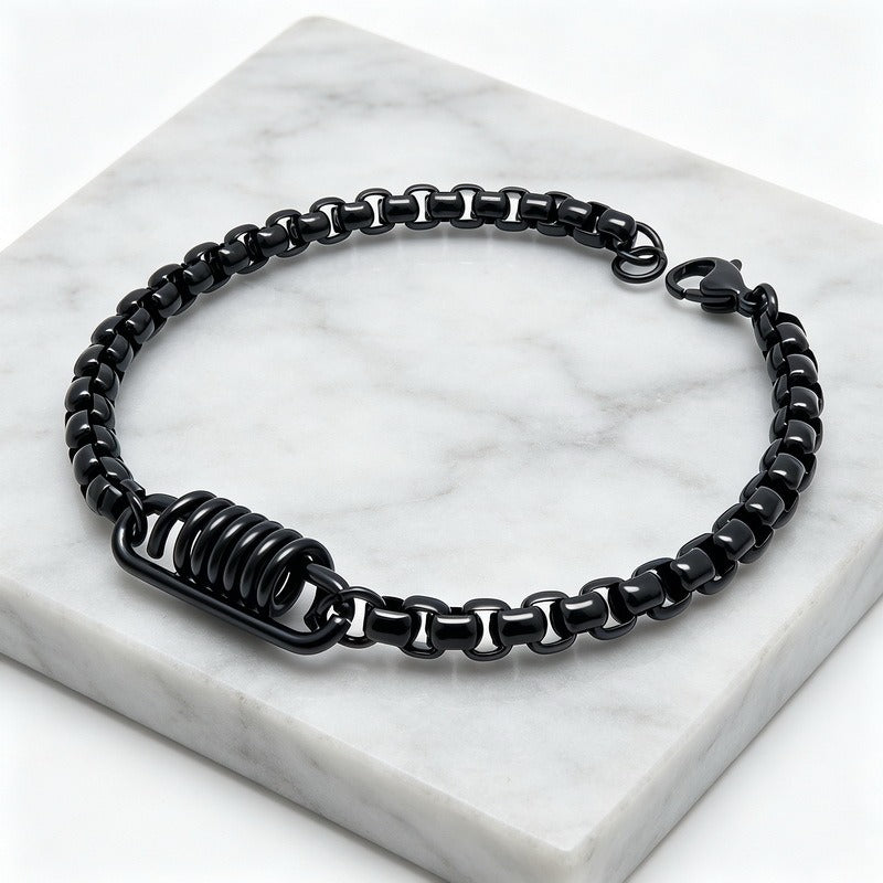 Kemstone Titanium Steel Coil Curb Chain Bracelet for Men KB146635-KLHQ