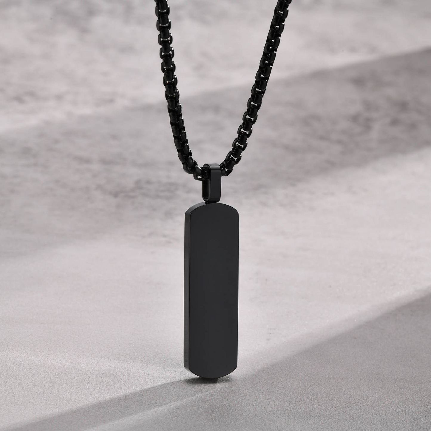 Kemstone Stainless Steel Rectangular Bar Pendant Necklace for Men PN-1874