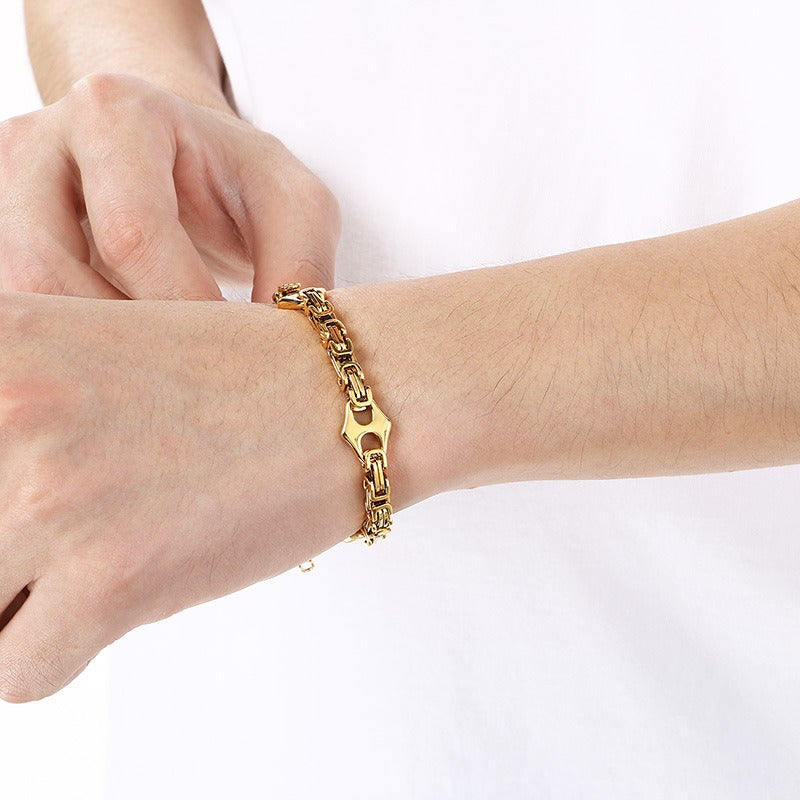 Kemstone Byzantine Chain Bracelet for Men – Titanium Steel Imperial Link KB209968-ZCG