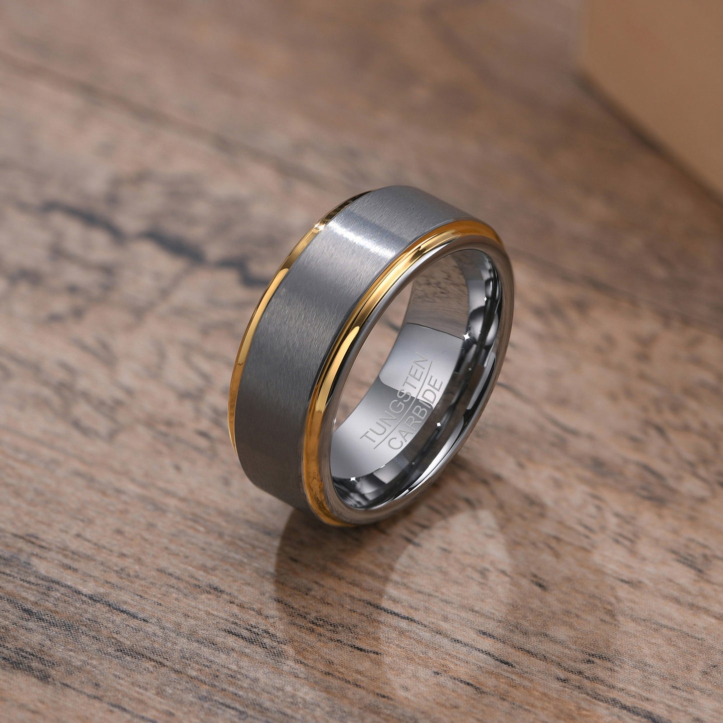 Kemstone Tungsten Steel Ring for Men - Modern Matte Black/Steel Blue/Satin Grey Unisex Minimalist Band | Durable Scratch-Resistant Jewelry  TCR-015