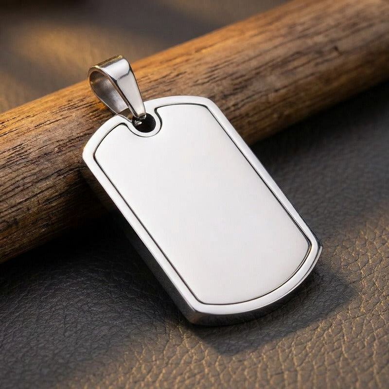 Kemstone Titanium Steel Tag Pendant Necklace – Brushed ID Plate for Men KP118330-ZLA