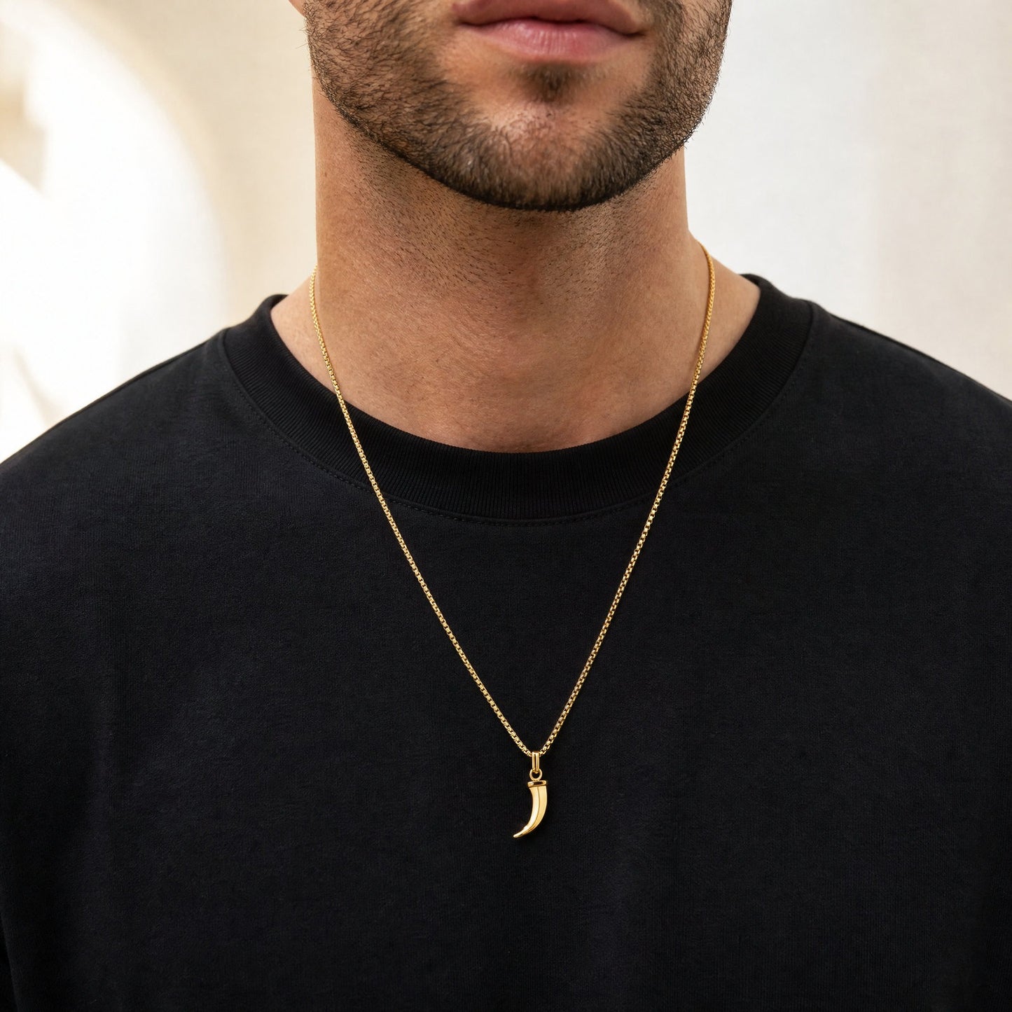 Kemstone Stainless Steel Horn Pendant Necklace for Men Punk Vintage Style PN2451