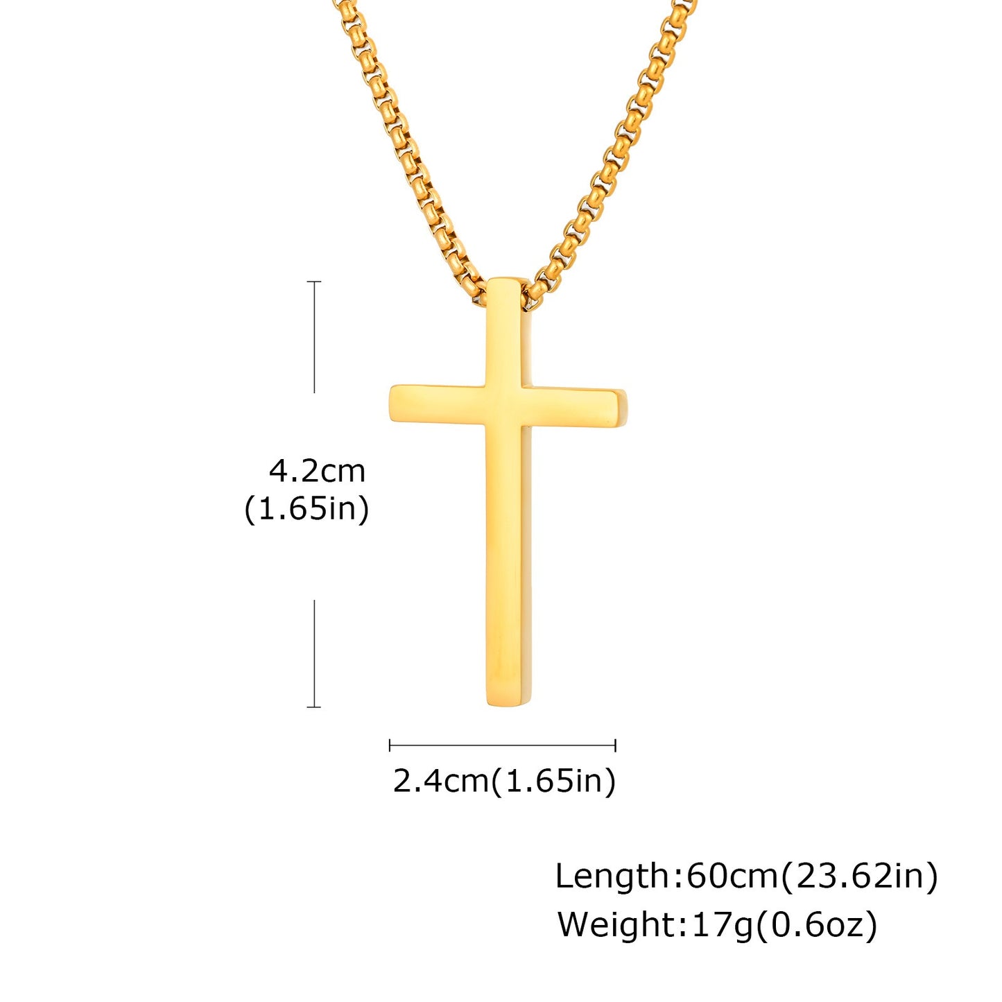 Kemstone Cross Pendant Necklace Stainless Steel Minimal Bar Cross Long Chain for Men Women Silver Gold Black NC-2103