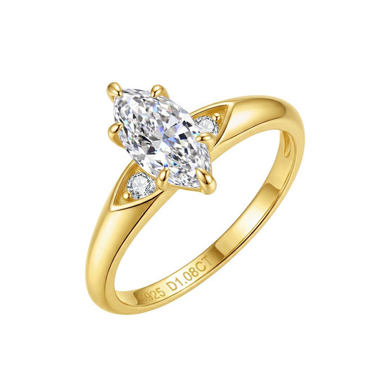 Kemstone 1CT Marquise Moissanite Ring for Women 925 Sterling Silver SMOR30