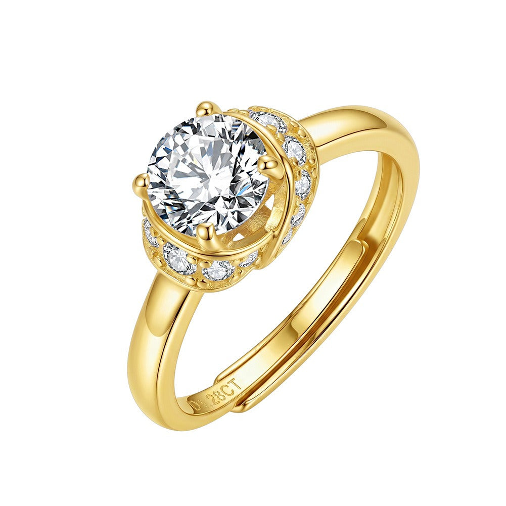 Kemstone 1CT Round Moissanite Halo Ring for Women 925 Sterling Silver SMOR31
