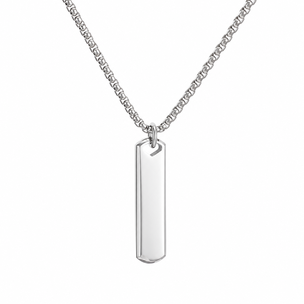 Kemston Slim Rectangular Bar Pendant Necklace for Men Geometric Silver Gold Black KN285569-KFC