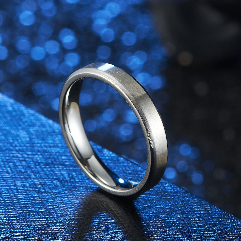 Kemstone Matte Brushed Couple Rings – Titanium Steel Wedding & Engagement Bands K-R351