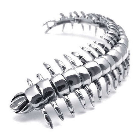 Kemstone Animal Kingdom Titanium Steel Bracelet - Textured Centipede Chain for Men KB29625-D