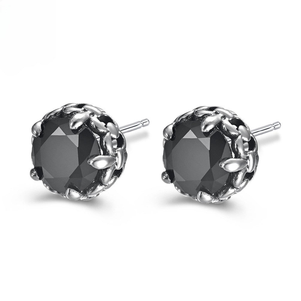 Kemstone Stainless Steel Cubic Zirconia Studs for Men & Women Round Stone Earrings K-E035