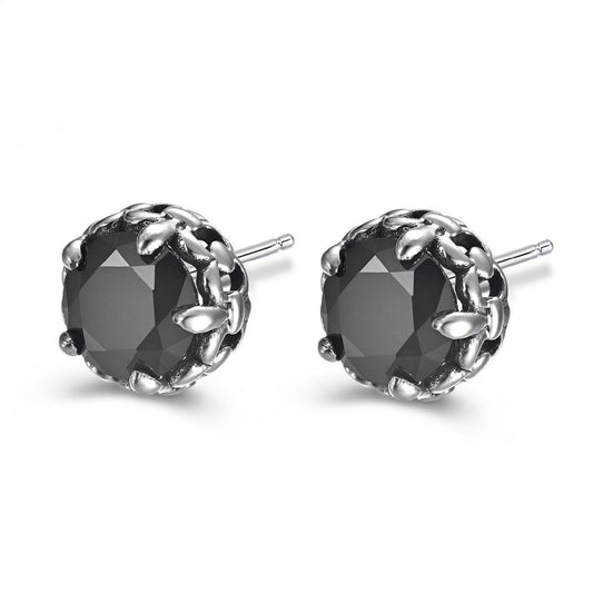 Kemstone Stainless Steel Cubic Zirconia Studs for Men & Women Round Stone Earrings K-E035