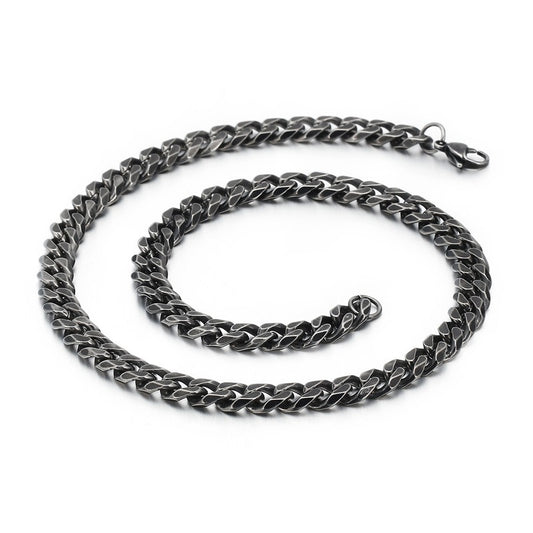Kemstone Retro Chain Necklace – Rugged 304 Stainless Steel Urban Gothic Jewelry for Men KN108187-Z