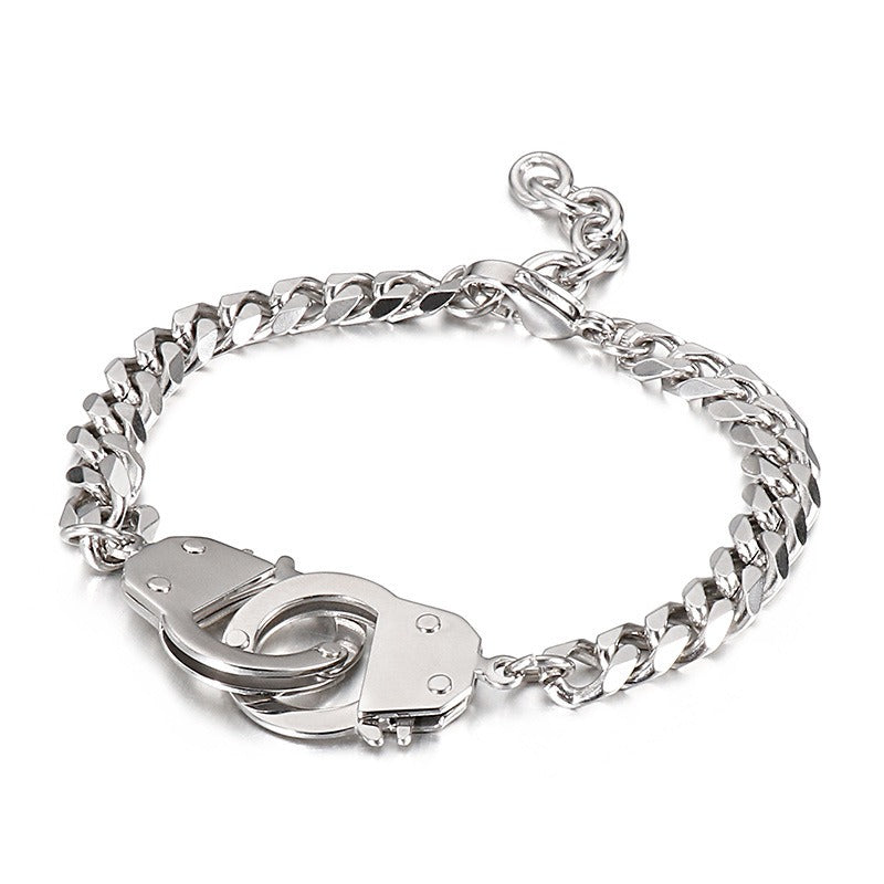 Pulsera entrelazada geométrica Kemstone: brazalete moderno de acero inoxidable estilo hip hop para quienes marcan tendencia KB138227-Z