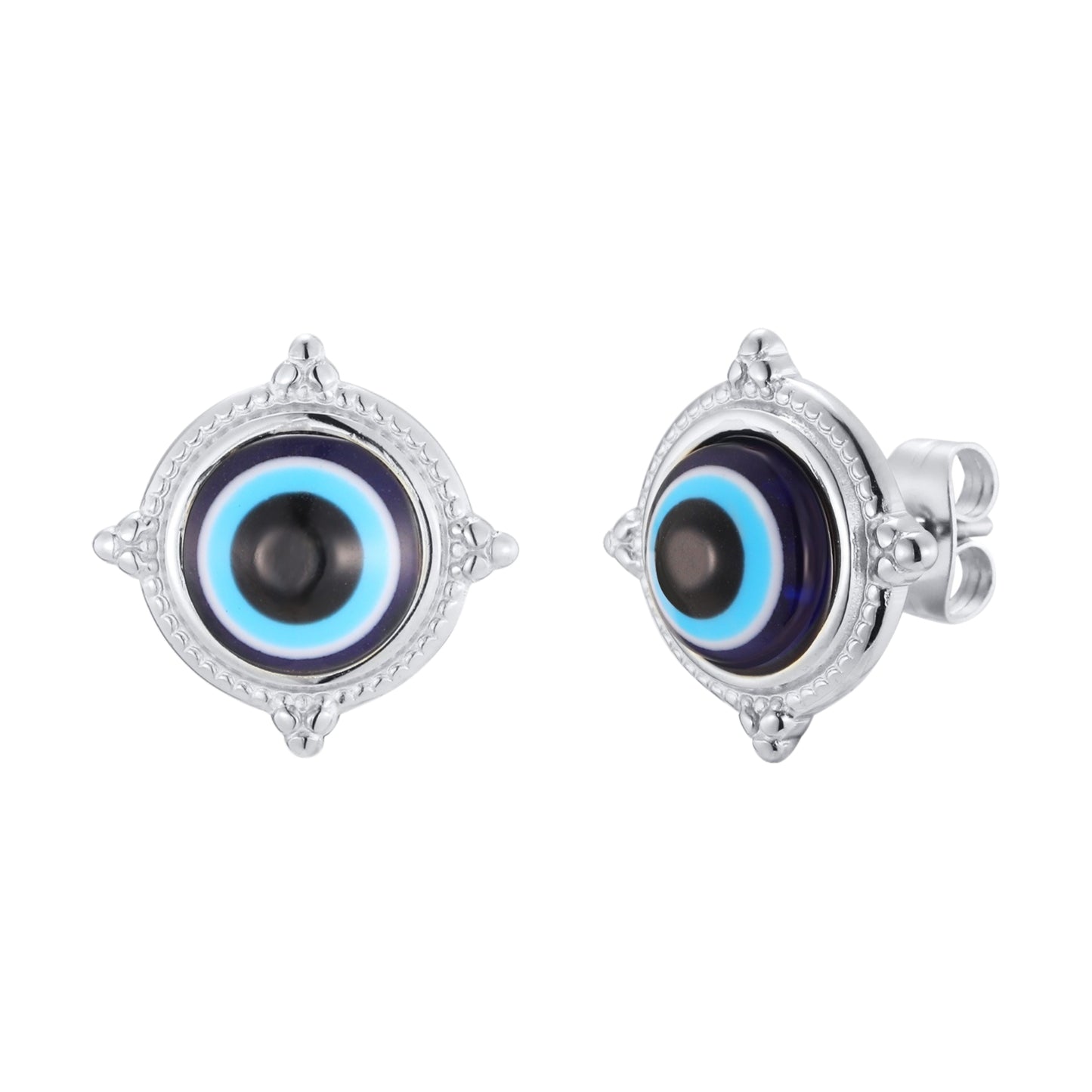 Kemstone Stainless Steel blue eye Stud Earrings for Men & Women ES-797