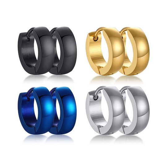 Men’s 4mm Stainless Steel Hoop Earrings – Minimalist Street Style EH-114