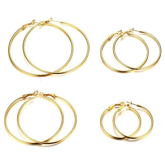 Stainless Steel Large Hoop Earrings for Women – Gold & Silver Minimalist Circle Hoops EH-180