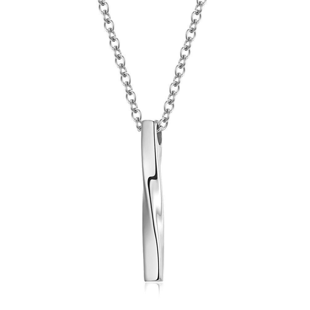 Kemstone Stainless Steel Twisted Bar Pendant Necklace for Men Women K-PT284
