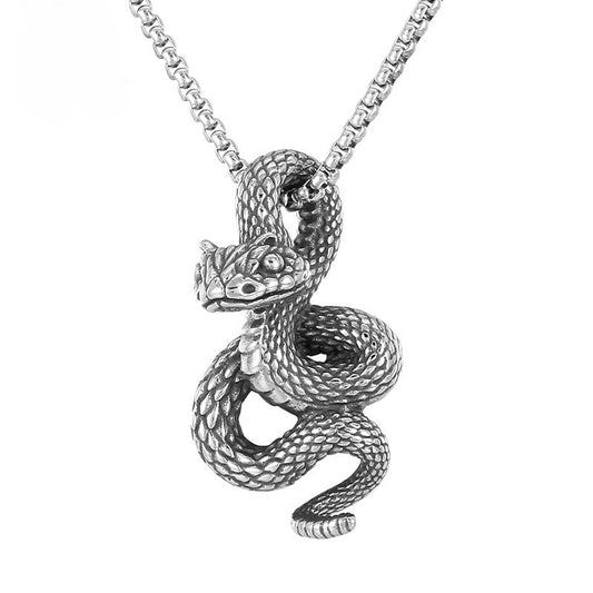 Colgante de serpiente gótica oscura Kemstone - Collar punk de acero inoxidable negro mate forjado a mano para hombre KP130519-TGX