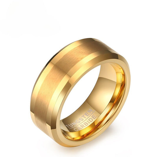 8mm Brushed Gold Tungsten Ring for Men | Heavy Duty IP Plating TCR-040