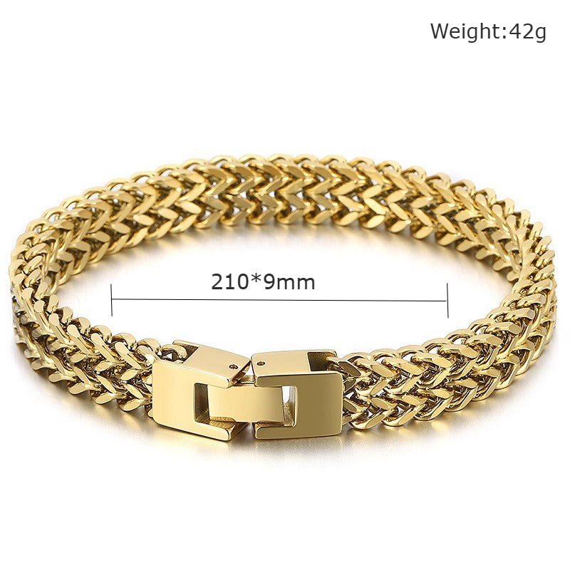 Kemstone Double Row Dragon Bone Chain Bracelet for Men – Titanium Steel Heavy Structure KB150525-KFC