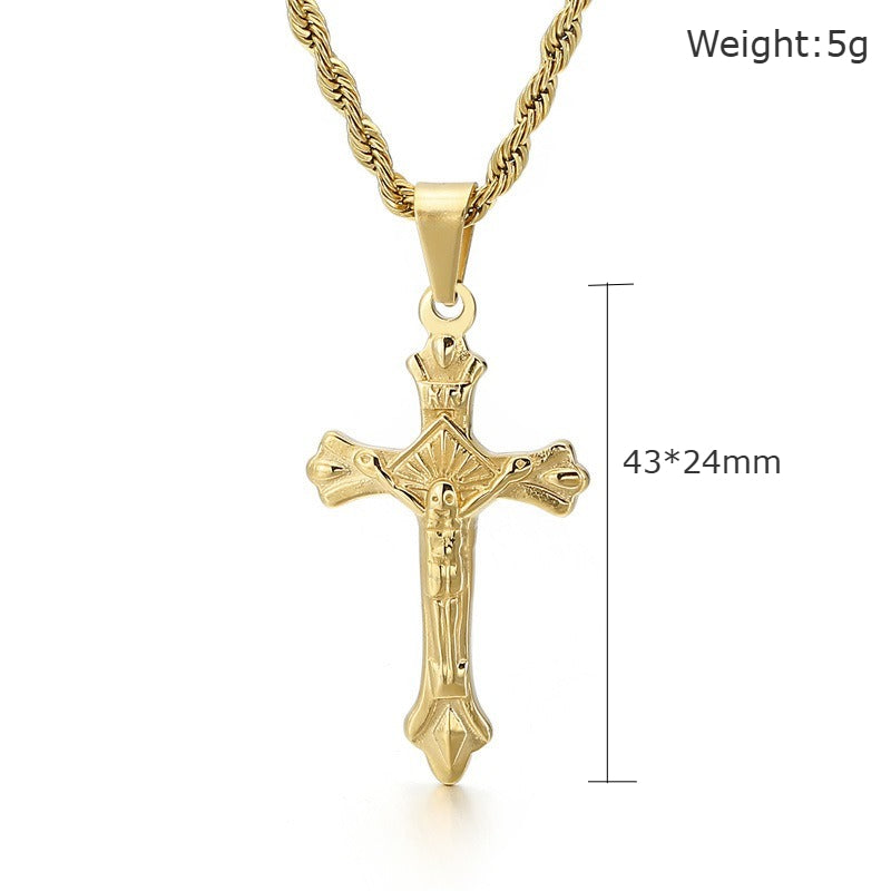 Kemstone Stainless Steel Cross Pendant Necklace for Men – Minimal Polished Design KP93858-Z