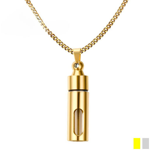 Viking Glass Perfume Bottle Pendant for Men – Stainless Steel Gothic Locket Necklace PN-720