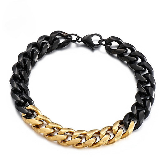 Kemstone Modular Titanium Steel Bracelet – Multi-Tone Urban Link Design, Adjustable Streetwear Accessory for Men KB139945-Z