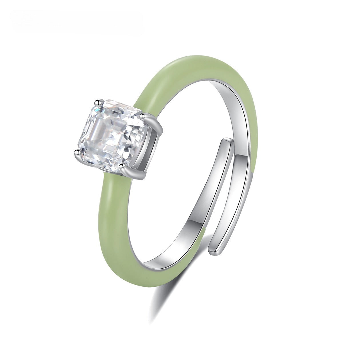 Anillo de moissanita de 1 quilate, diseño original artesanal de Kemstone - Joyería de plata de ley S925 con piedra de moissanita de corte cuadrado, anillo abierto ajustable