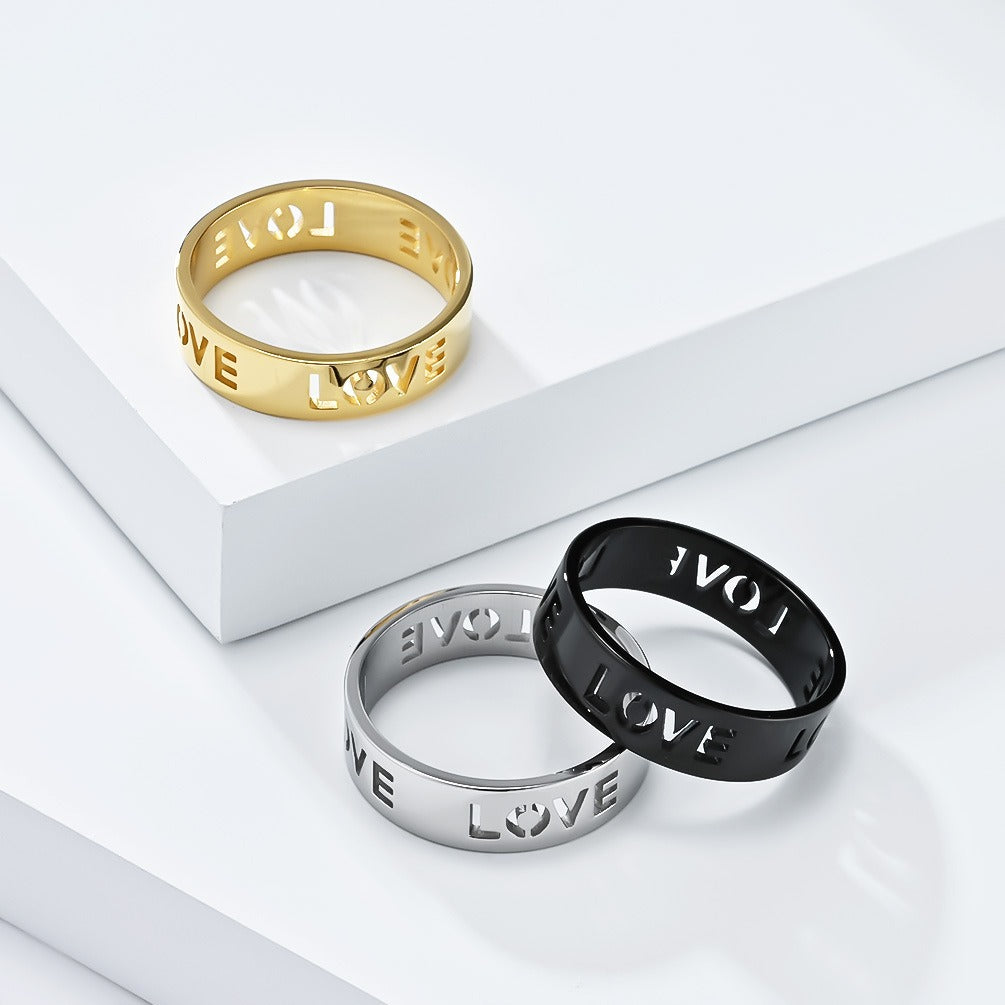 Kemstone Stainless Steel LOVE Cutout Ring for Men & Women K-R816