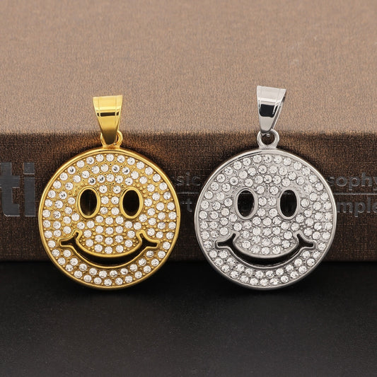 Ciondolo Kemstone Hiphop con volto sorridente - Collana urban-chic unisex in acciaio inossidabile per tutti i giorni e le feste KP130459