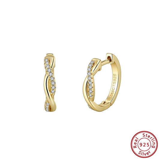 Kemstone Prong Set Moissanite Hoop Earrings for Women – 925 Sterling Silver, 14K Gold Plated / Silver – MOE19