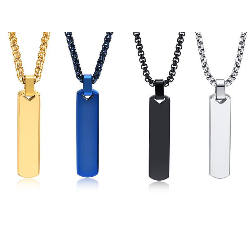Collar con colgante de barra geométrica minimalista de acero inoxidable personalizable Kemstone - Joyería unisex personalizada para uso diario y regalos PN-1676