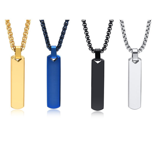 Collar con colgante de barra geométrica minimalista de acero inoxidable personalizable Kemstone - Joyería unisex personalizada para uso diario y regalos PN-1676