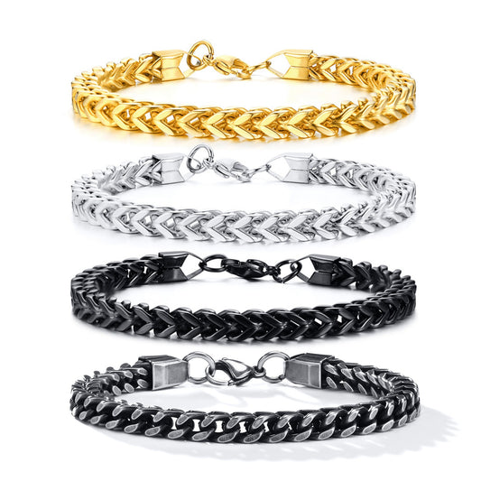 Men's Stainless Steel Viking Chain Bracelet – Hexagonal Link Curb Design BR-625