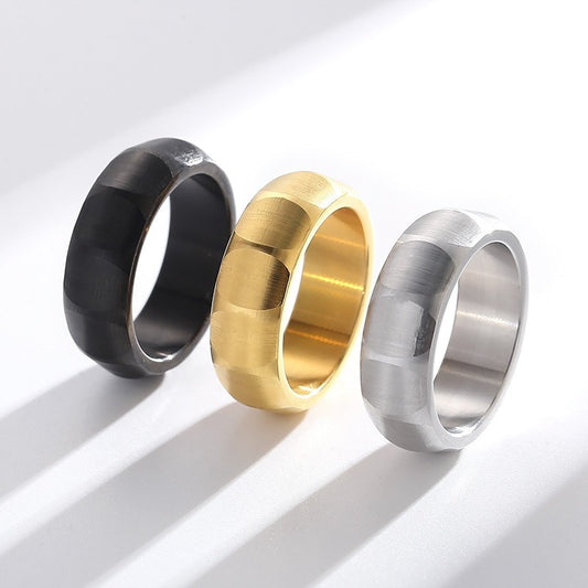 Kemstone Matte Titanium Steel Men's Ring - Textured Inner Curve & Outer Arch Design, Modern Minimalist for Everyday Wear or Thoughtful Gifts KR105900-KFC