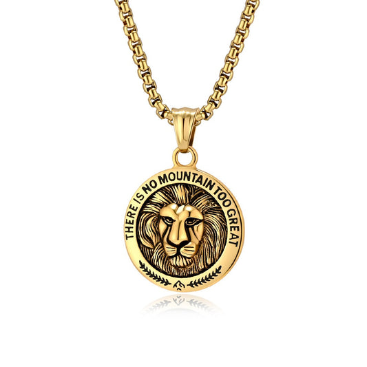 Kemstone Stainless Steel Lion Head Pendant Necklace for Men Vintage Medallion K-PT613