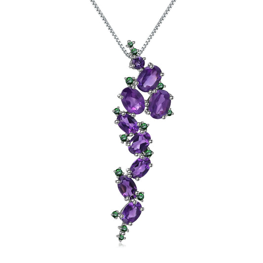 Kemstone Vintage Halskette mit natürlichem Amethyst in Blattform | 925 Sterling Silber