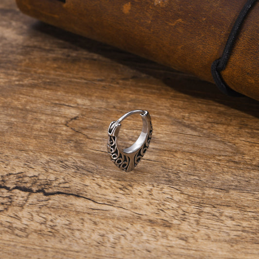 Kemstone Stainless Steel Men's Geometric Ear Cuff - Retro Matte Texture, Hypoallergenic & Lightweight EH-581