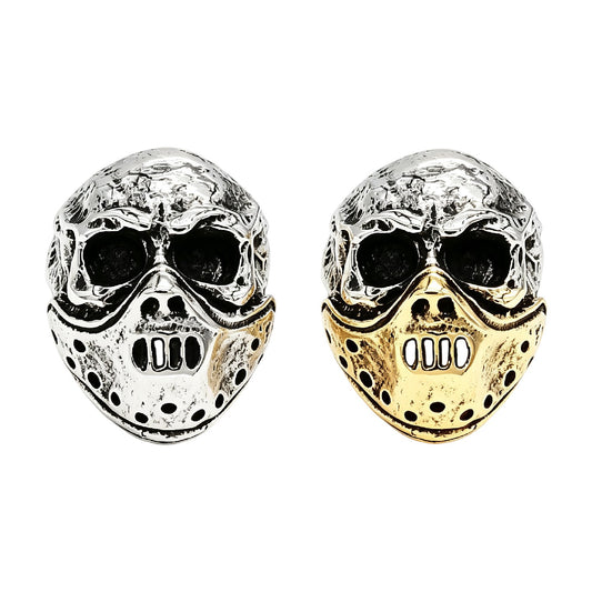 Kemstone Masked Skull Ring for Men Stainless Steel Gothic Vintage Sculpted Face R1216