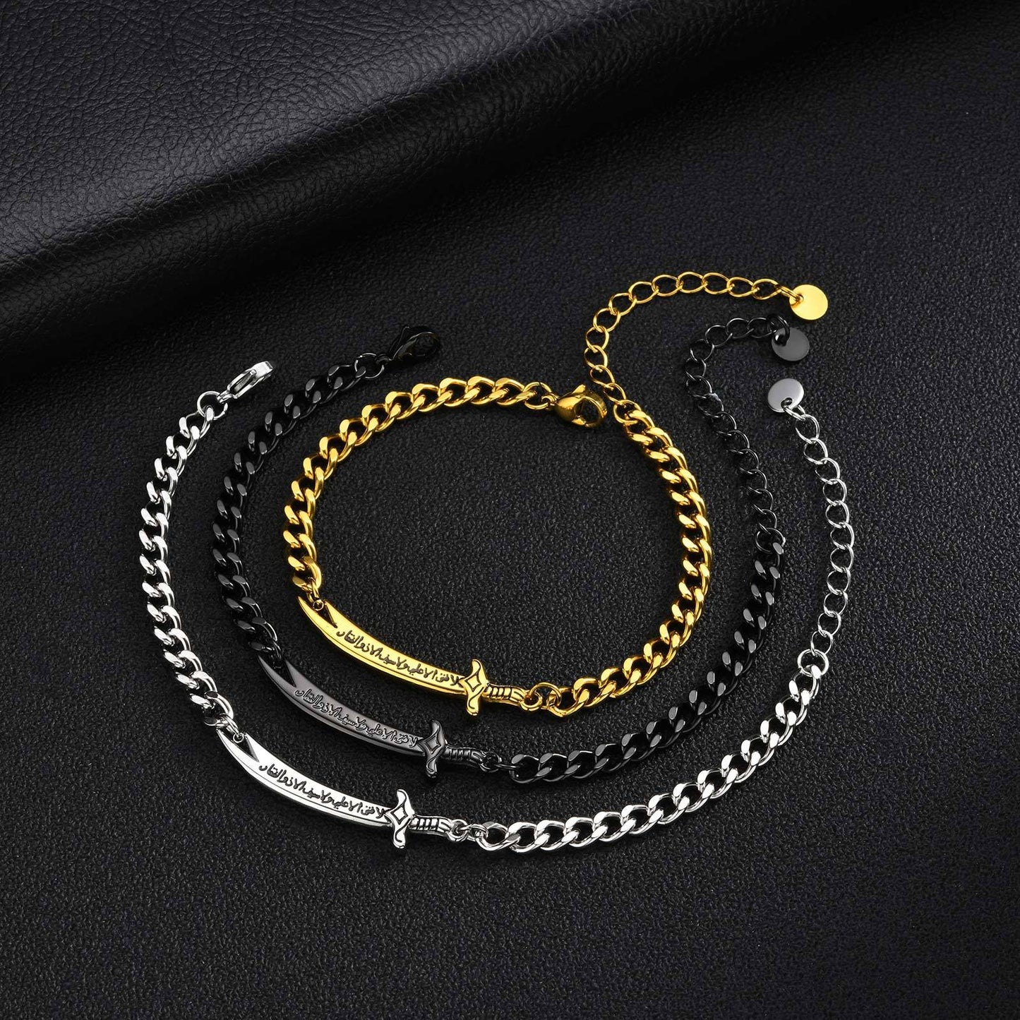 Kemstone Stainless Steel Blade Chain Bracelet for Men Cuban Link Gold Silver BR-2755