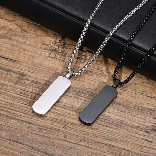 Kemstone Stainless Steel Rectangular Bar Pendant Necklace for Men PN-1874