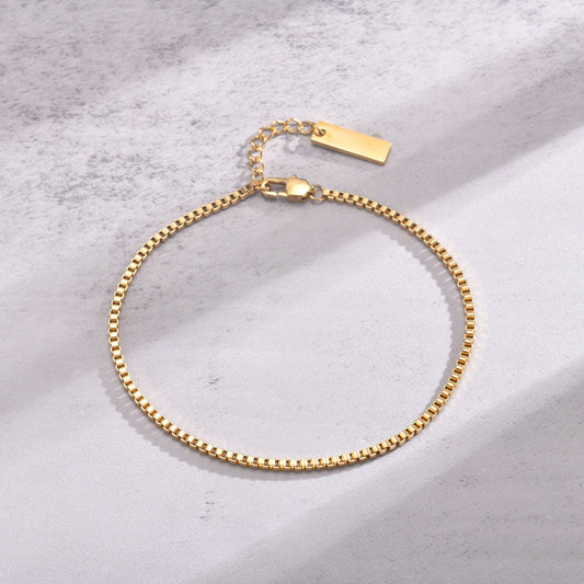 Kemstone Stainless Steel Box Chain Bracelet for Men – Modern Minimalist BR-1989
