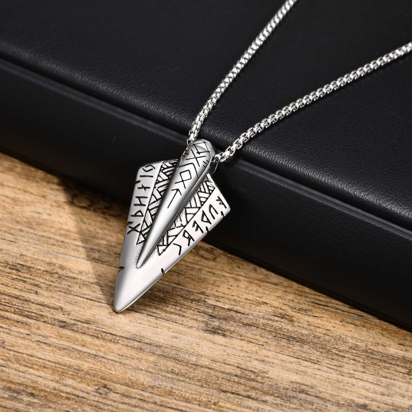 Kemstone Stainless Steel Arrow Pendant Necklace for Men Nordic Symbol Design NC-1417S
