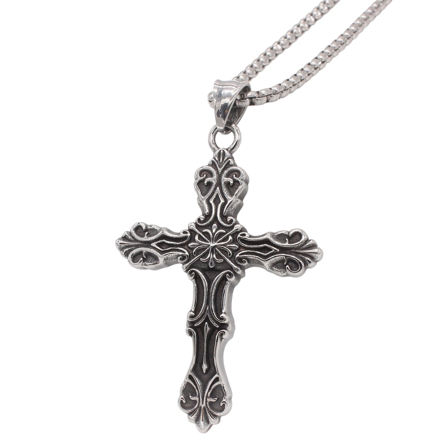 Kemstone Titanium Steel Cross Pendant Necklace for Men – Vintage Gothic Design P1530